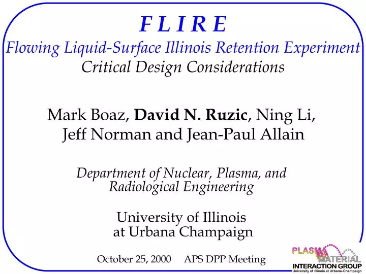 f l i r e flowing liquid surface illinois retention experiment critical design considerations