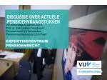 DISCUSSIE OVER ACTUELE PENSIOENVRAAGSTUKKEN - slide 1