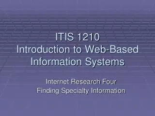 ITIS 1210 Introduction to Web-Based Information Systems