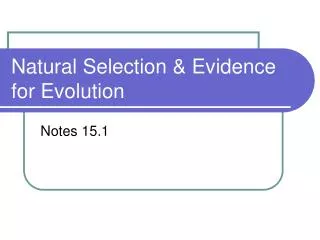 Natural Selection &amp; Evidence for Evolution