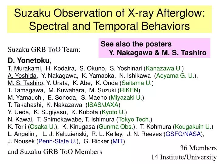 suzaku observation of x ray afterglow spectral and temporal behaviors