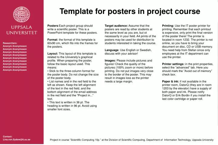 template for posters in project course