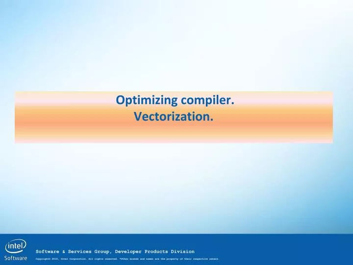 optimizing compiler vectorization