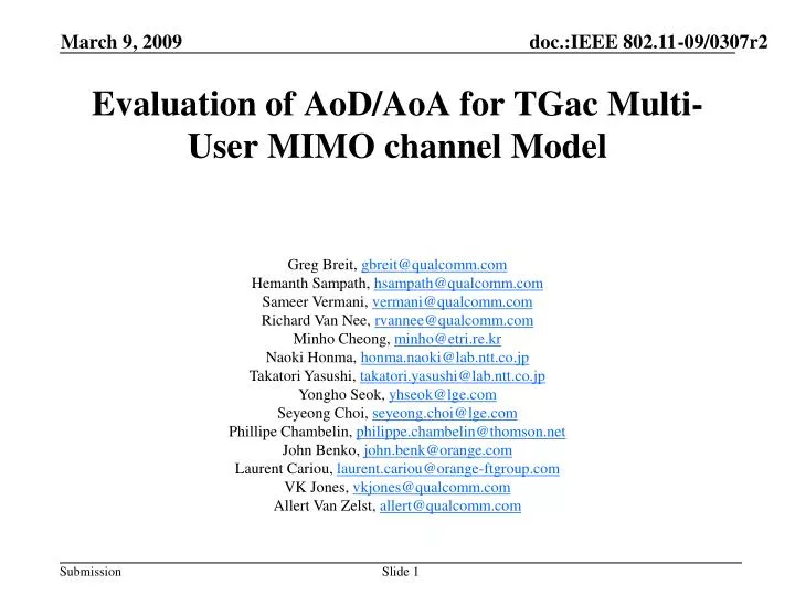 evaluation of aod aoa for tgac multi user mimo channel model