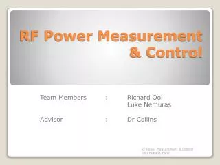 RF Power Measurement &amp; Control