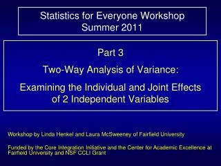 Statistics for Everyone Workshop Summer 2011
