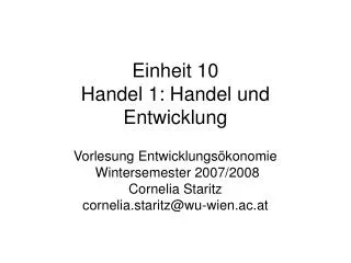 einheit 10 handel 1 handel und entwicklung