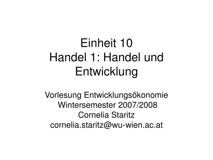 einheit 10 handel 1 handel und entwicklung