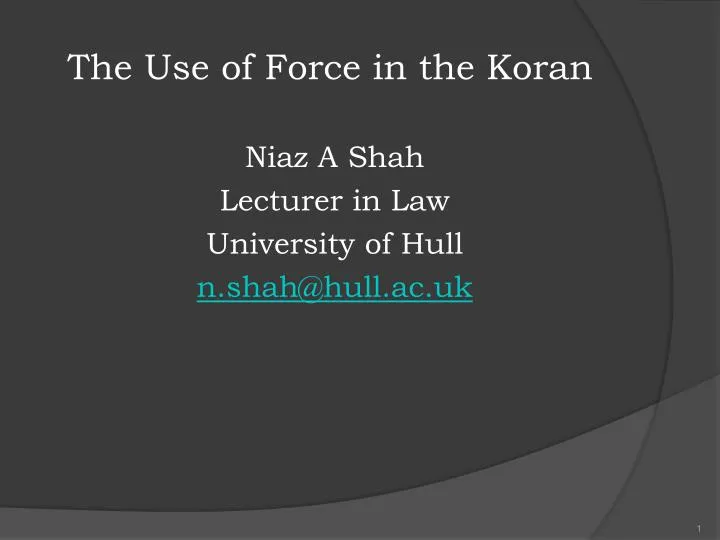 the use of force in the koran