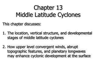 Chapter 13 Middle Latitude Cyclones