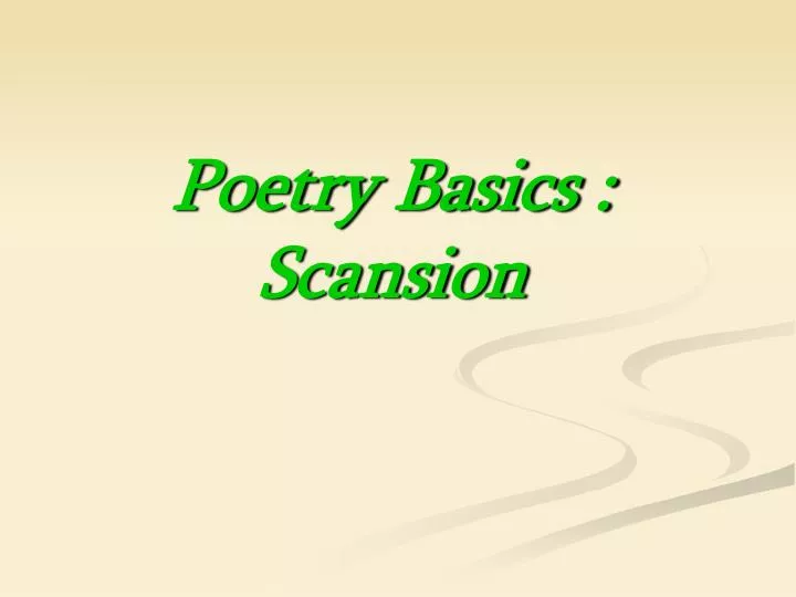 poetry basics scansion