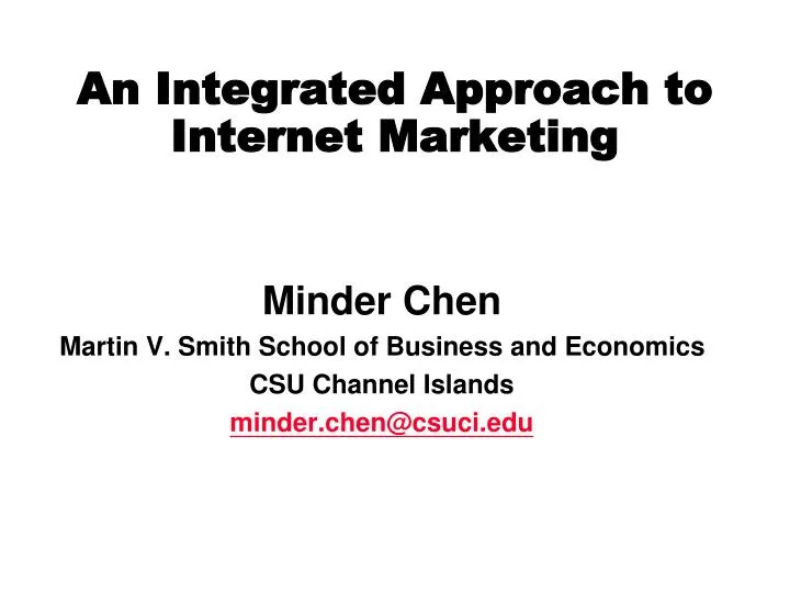 an integrated approach to internet marketing