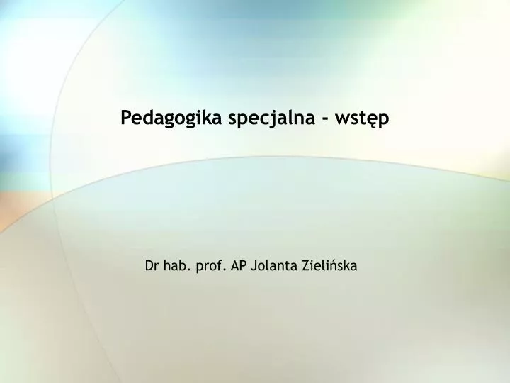 pedagogika specjalna wst p