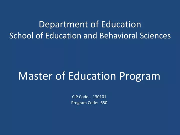 department of education school of education and behavioral sciences