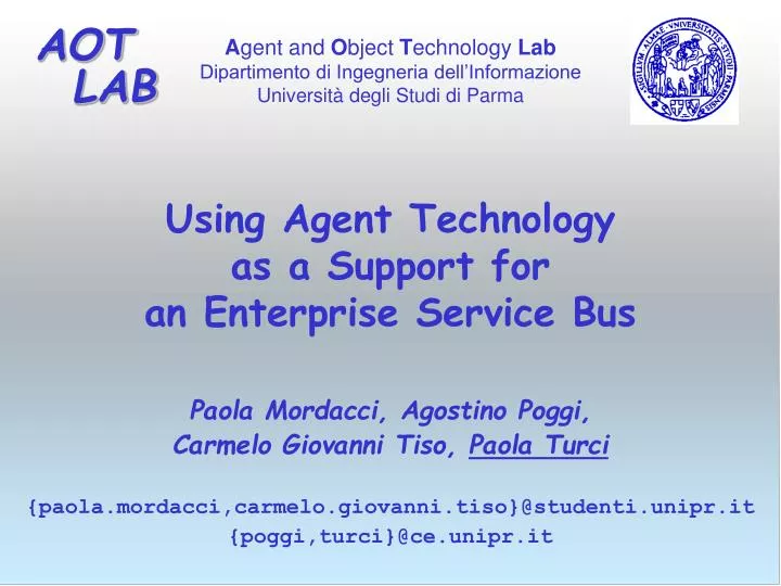 using agent technology as a support for an enterprise service bus