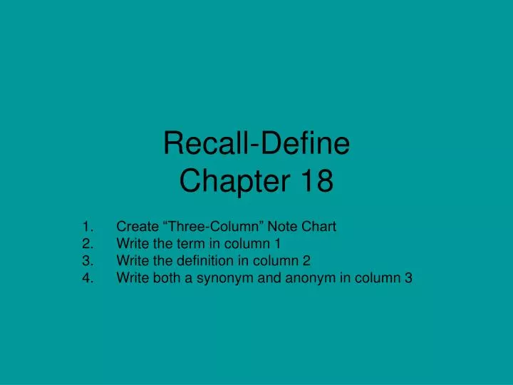 recall define chapter 18