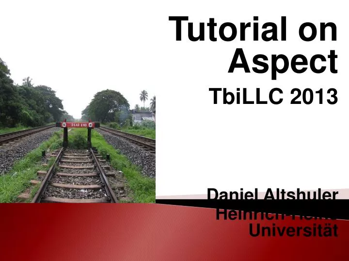 tutorial on aspect tbillc 2013 daniel altshuler heinrich heine universit t