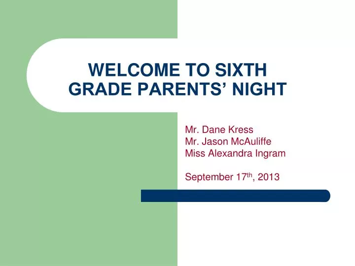 welcome to sixth grade parents night