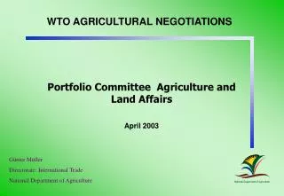 WTO AGRICULTURAL NEGOTIATIONS