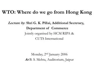 WTO: Where do we go from Hong Kong