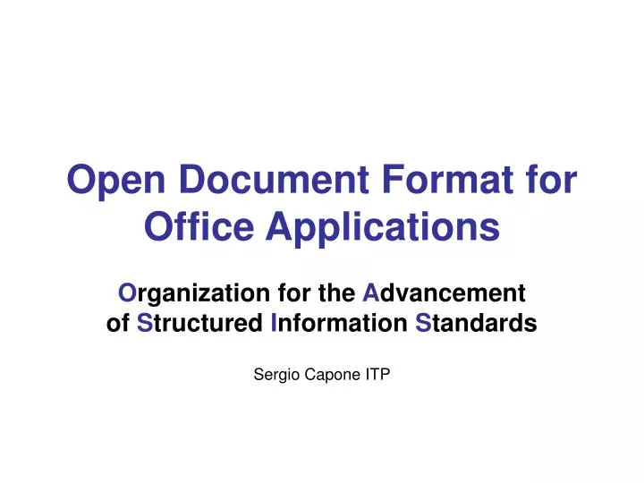 open document format for office applications