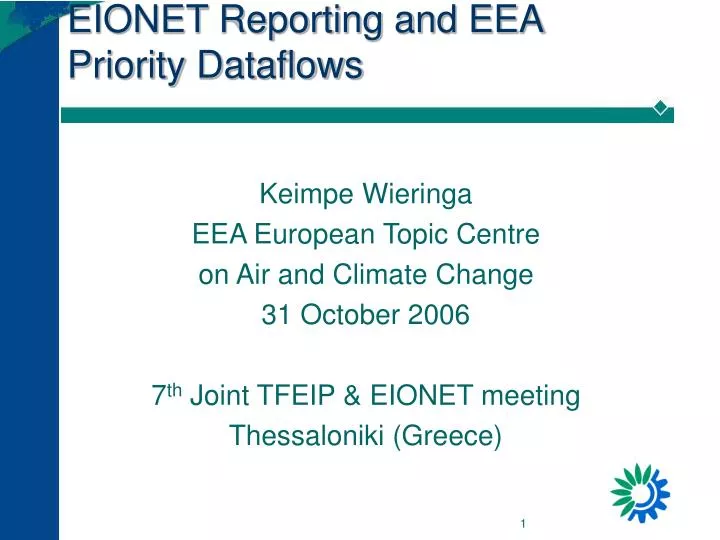 eionet reporting and eea priority dataflows