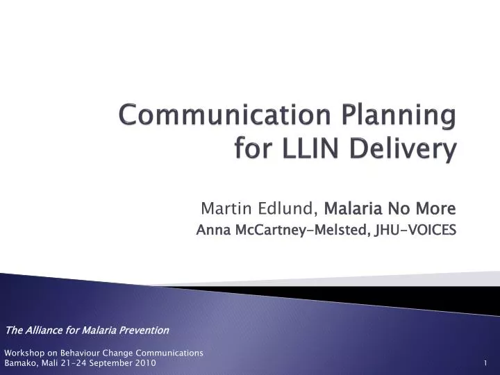communication planning for llin delivery