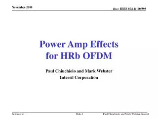 Power Amp Effects for HRb OFDM