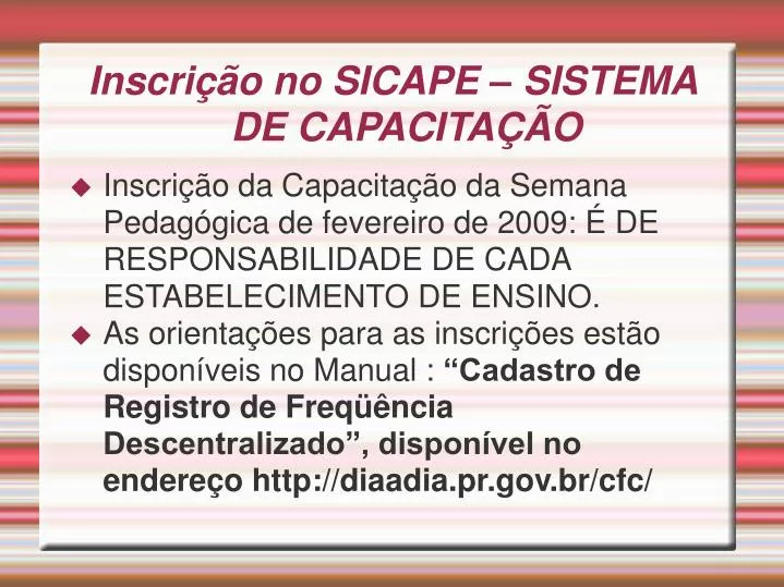 inscri o no sicape sistema de capacita o