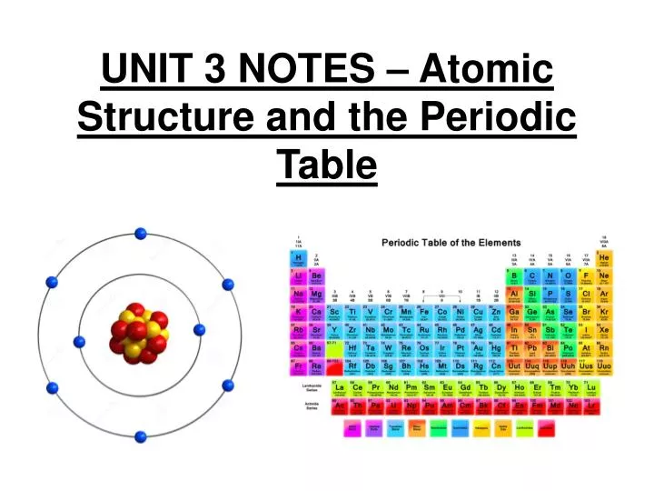 unit 3 notes atomic structure and the periodic table