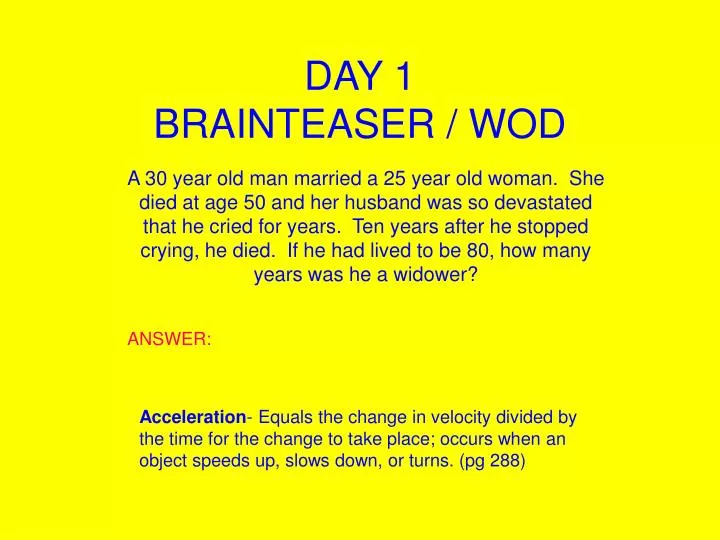day 1 brainteaser wod