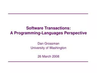 software transactions a programming languages perspective