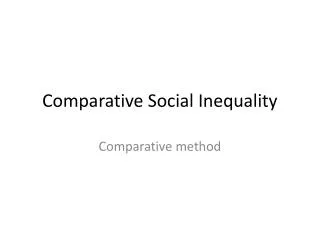 Comparative Social Inequality
