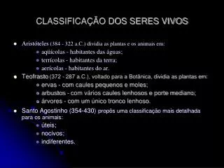 classifica o dos seres vivos