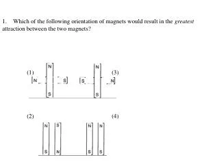 2.	The magnetic field of a magnet: 		(1)	affects all objects. 		(2)	is visible.