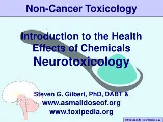 Non-Cancer Toxicology
