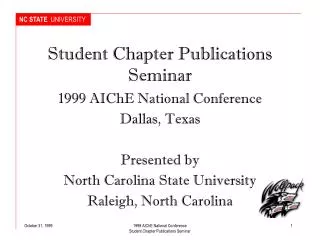 Student Chapter Publications Seminar