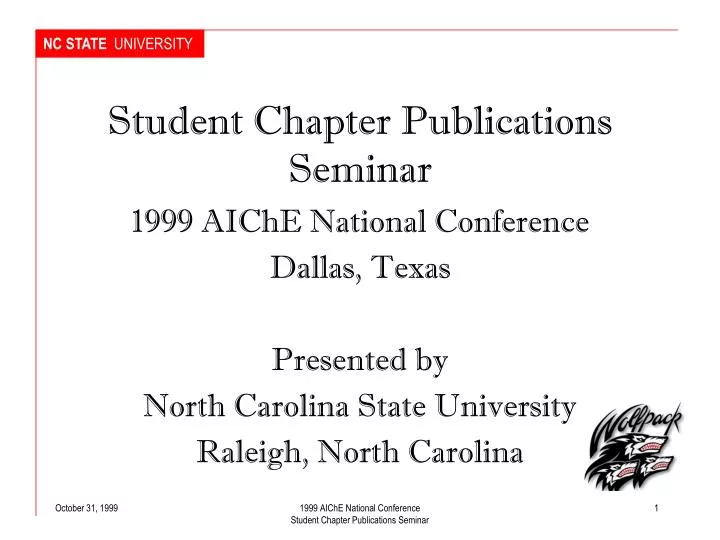 student chapter publications seminar