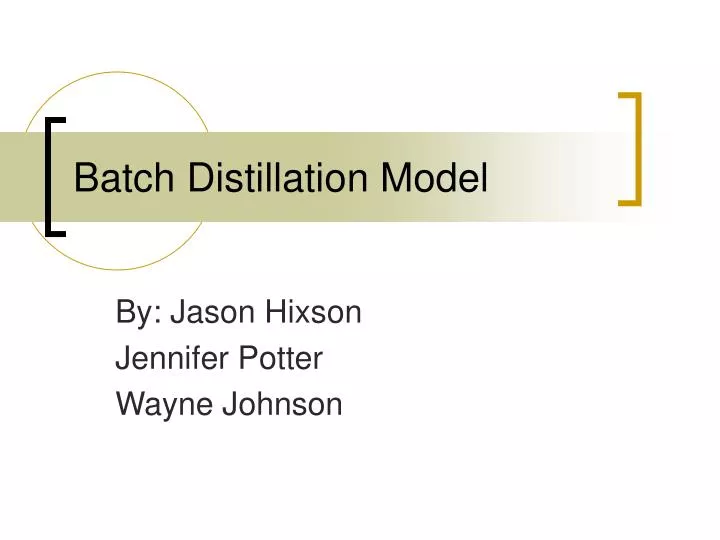batch distillation model