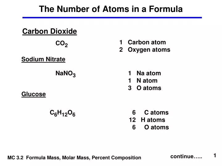 the number of atoms in a formula
