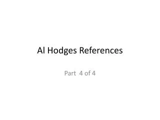 Al Hodges References