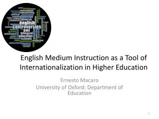 English Medium Instruction as a Tool of Internationalization in Higher Education