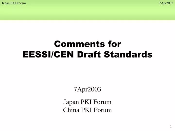 comments for eessi cen draft standards