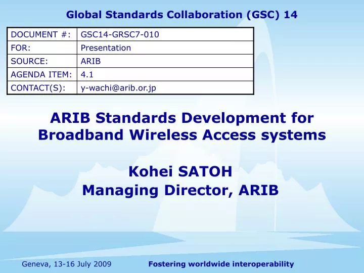 arib standards development for broadband wireless access systems