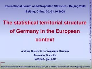 The statistical territorial structure of Germany in the European context