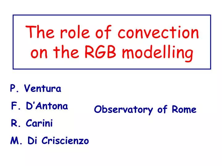the role of convection on the rgb modelling