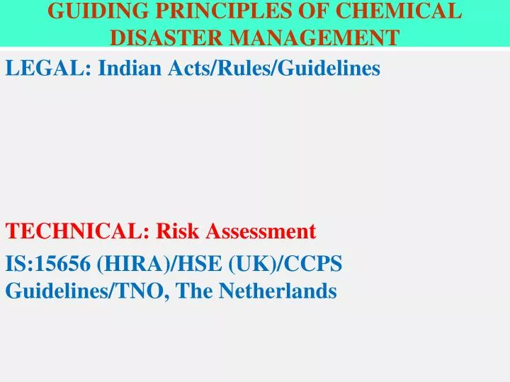 guiding principles of chemical disaster management