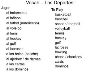 vocab los deportes