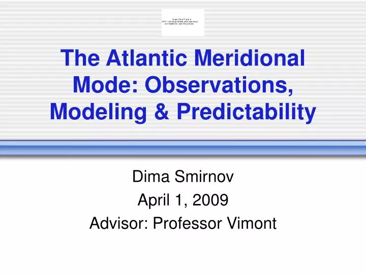 the atlantic meridional mode observations modeling predictability