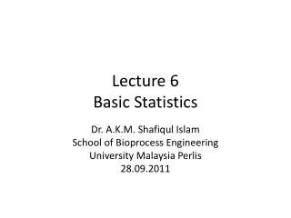Lecture 6 Basic Statistics